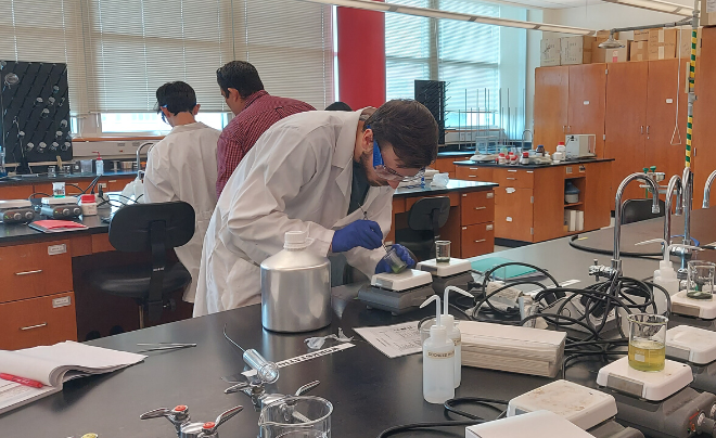 Josh James works on an experiment during the GearHeadsSA camp