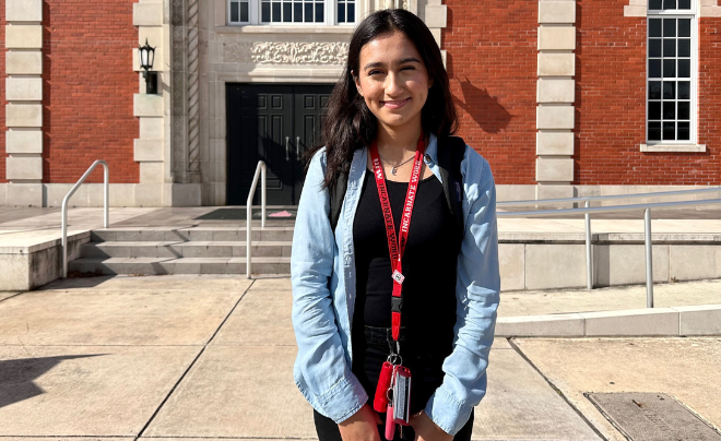 Daniela Espinosa smiles after voting