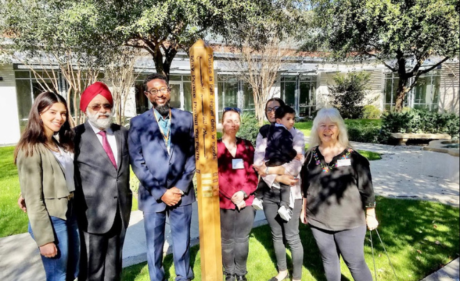 Social Justice Leadership students, G.P. Singh and Sister Martha Ann Kirk