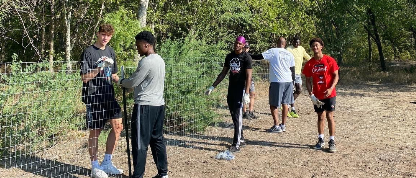 Josh Morgan and teammates working at Meet the Mission