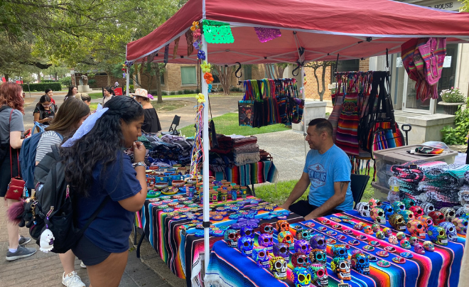 A booth at the mercado