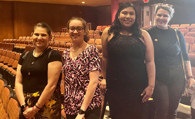 Four UIW students who competed in the South Texas Chapter of the National Association of Teachers of Singing 