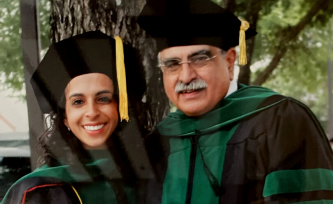 Nadia (left) and Scheel (right) Nayar at Nadia's graduation