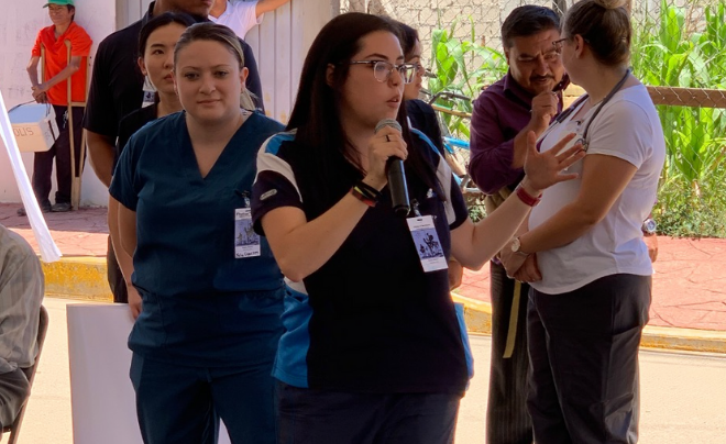 Medical profession speaking to a group