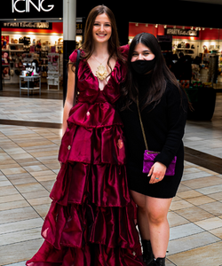 Rebecca Salinas and the model of her dress