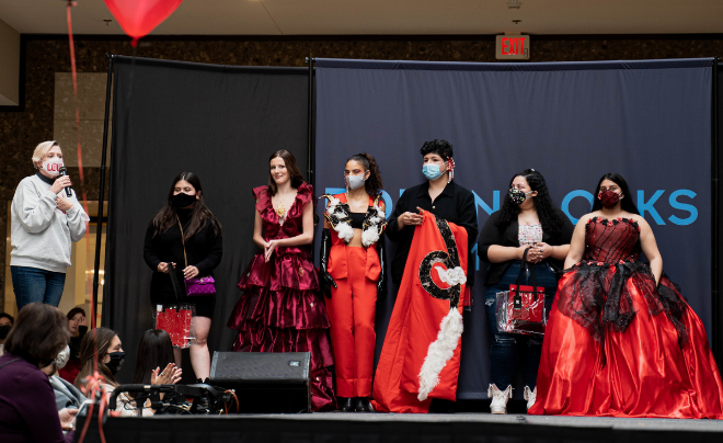 UIW winners, and their models, of the Red Dress Fashion Show
