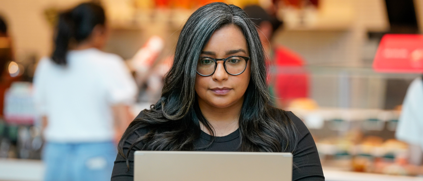 Woman working on a computer