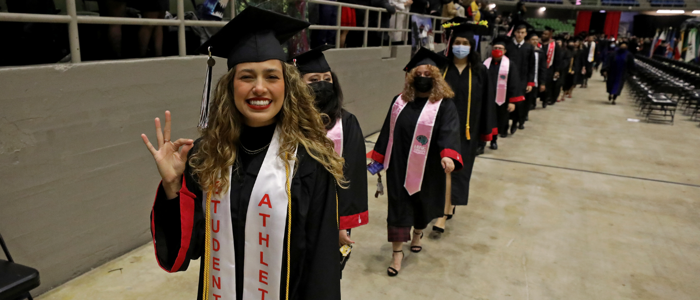 Student-athlete at graduation