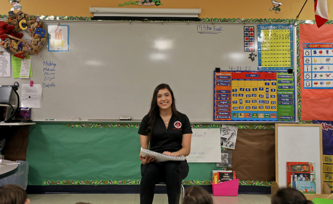 UIW student teacher in a classroom