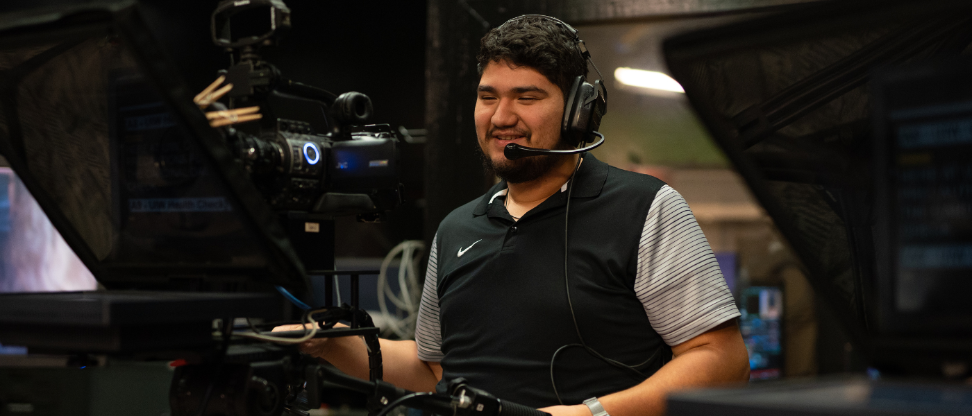 Antonio Bocanegra operates a camera for UIWtv