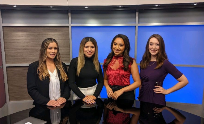 UIWtv students pose on set