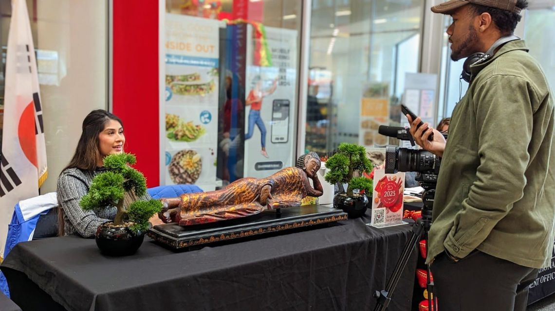 Person being interviewed during Asian New Year