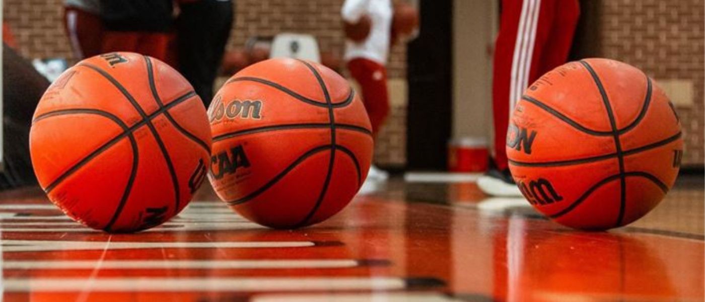 Basketballs on a court