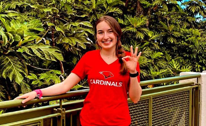 Meagan Garza in a red UIW shirt