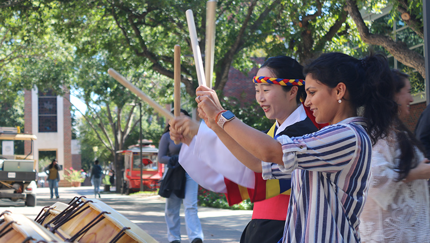 Students drumming