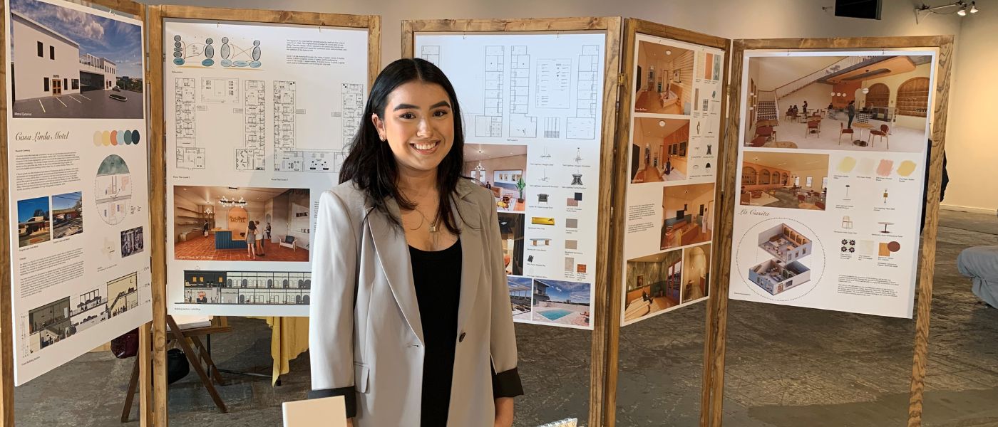 Interior Design student in grey blazer