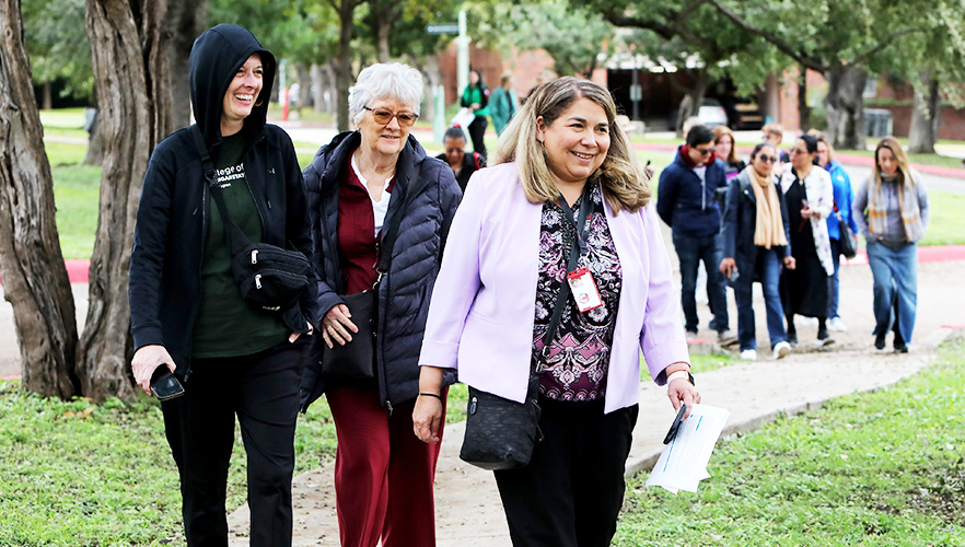 Nurses walking on campus
