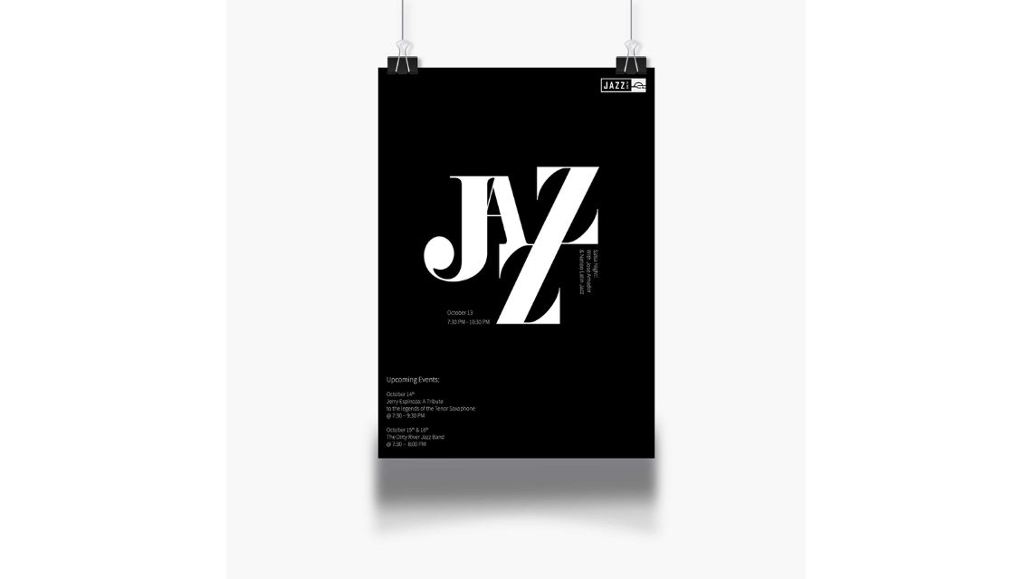 Black poster that says JAZZ