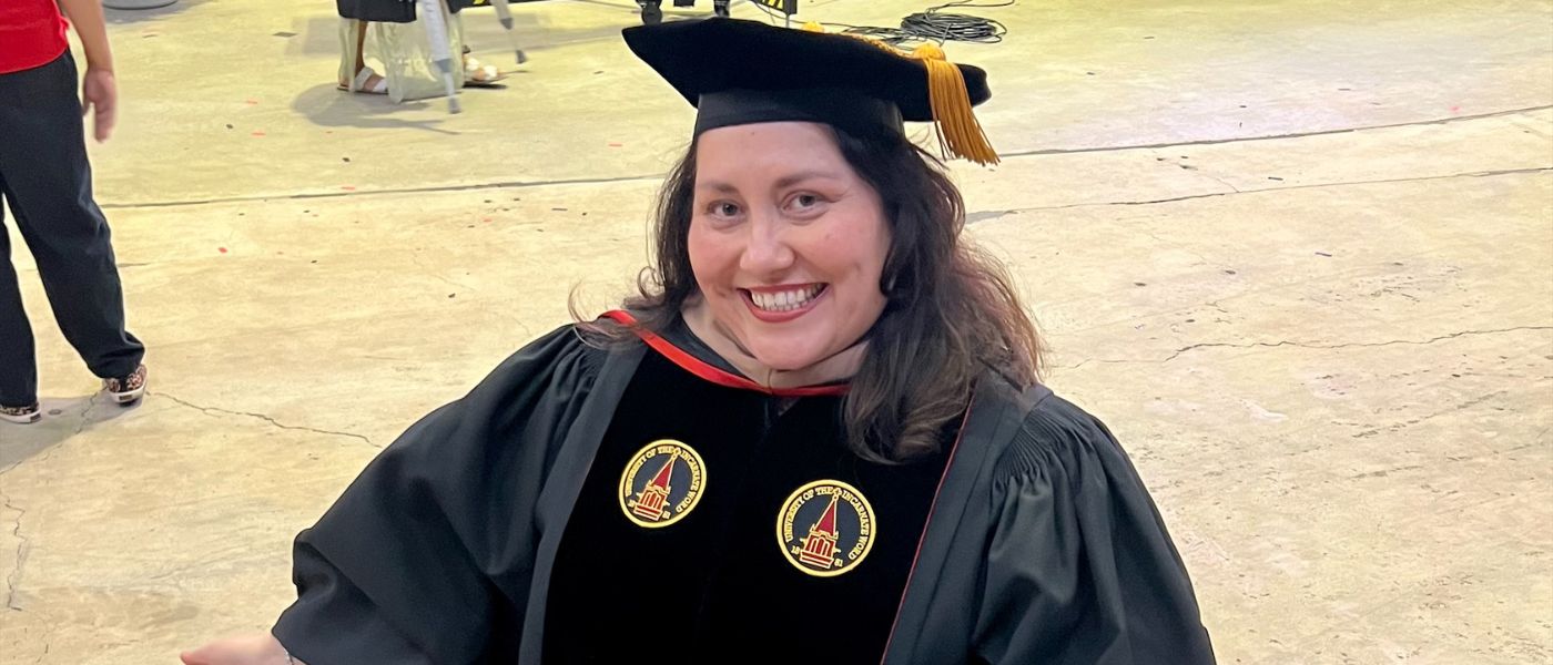 Dr. Jessica Parra at graduation in regalia