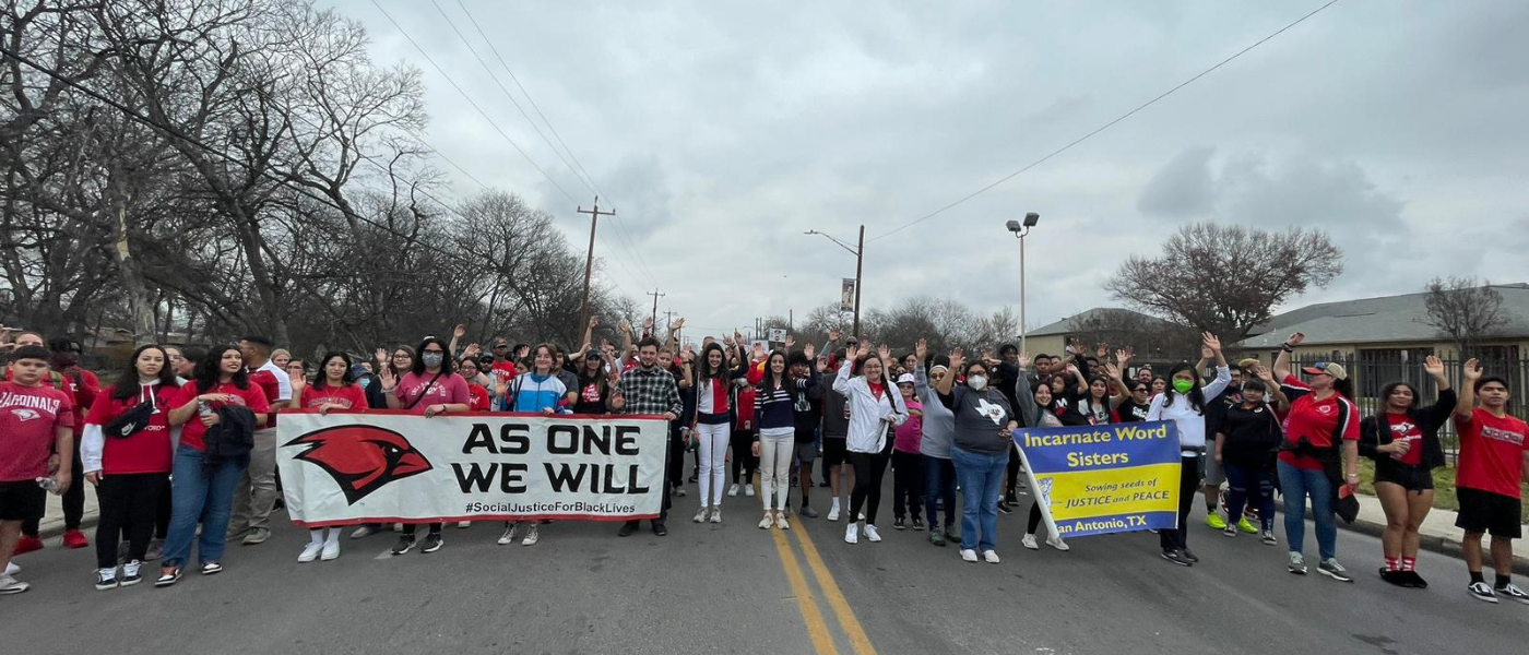 Members of the UIW community during the MLK March
