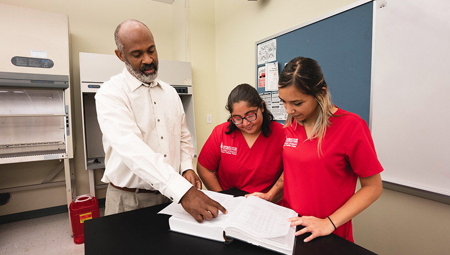 Students and professor