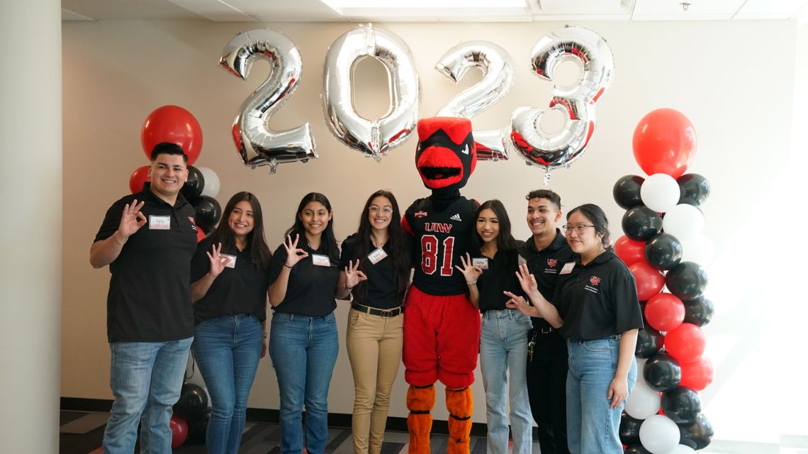 Red the Cardinal and student ambassadors