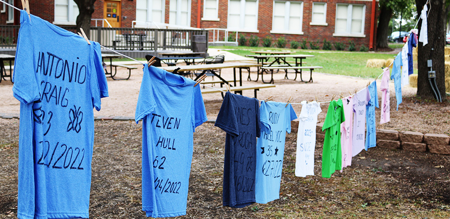 Shirts on a line