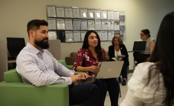 Adult students studying