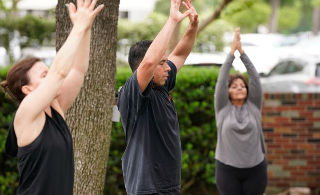 People doing yoga