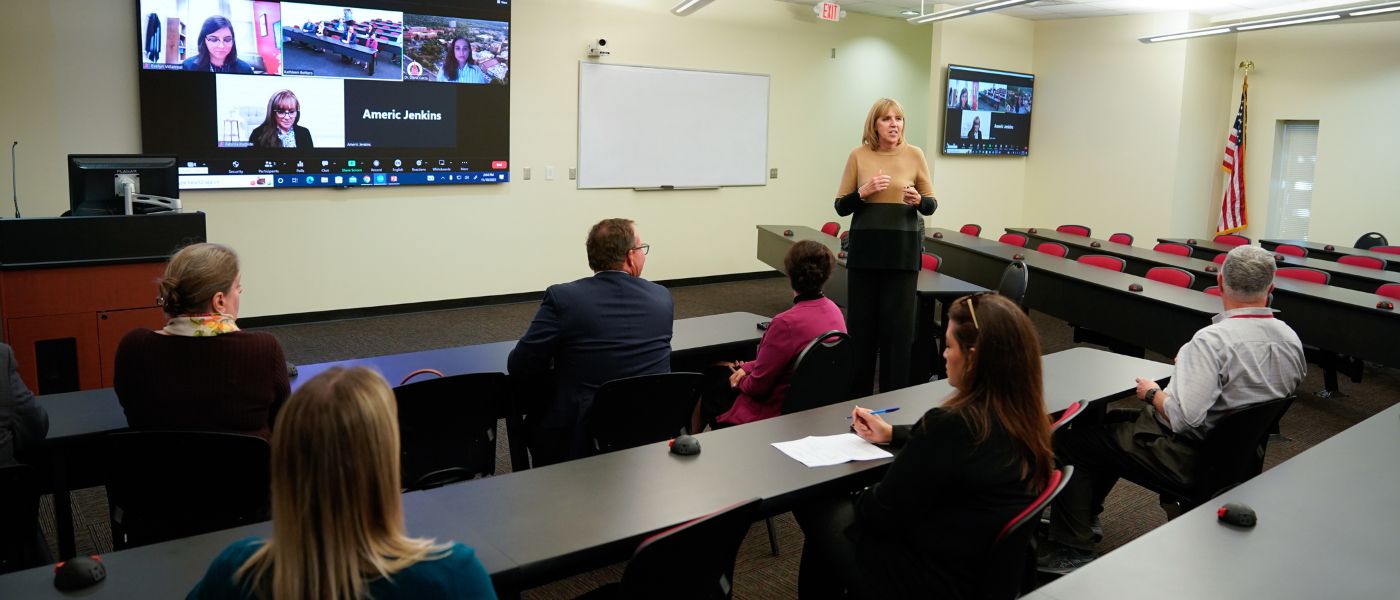 Kathy Bottaro speaking to a class