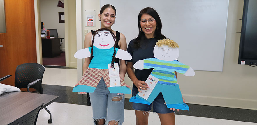 Students with their decorated Cardboard Kids
