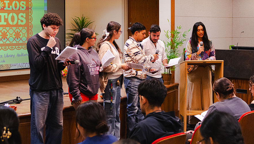 Students leading prayer