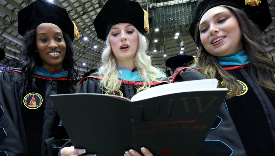 Graduates at commencement ceremony