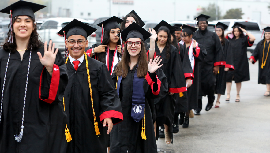 Graduates at commencement ceremony