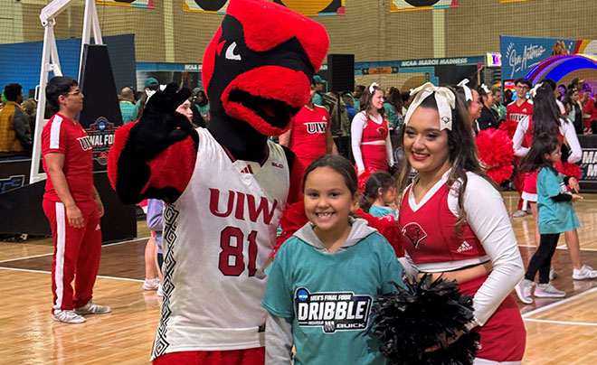 Red the Cardinal at Dribble event