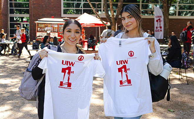 First-gen students with event shirts