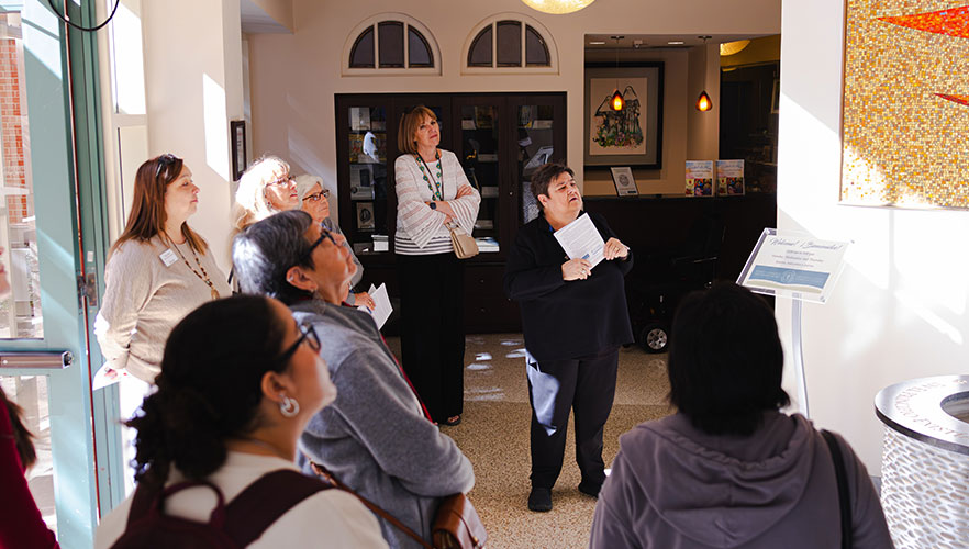Sr. Mary Henry, CCVI presenting to guests in CCVI Heritage Center