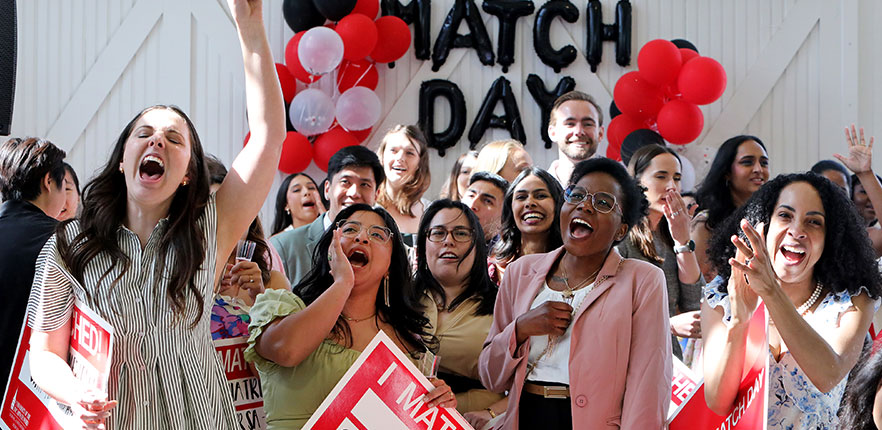 Matched students cheering