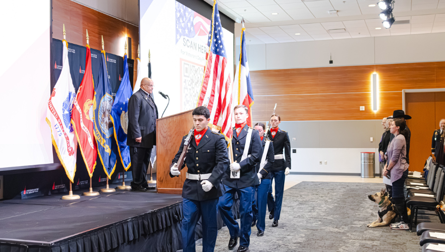 Army ROTC Cadets posting the colors 