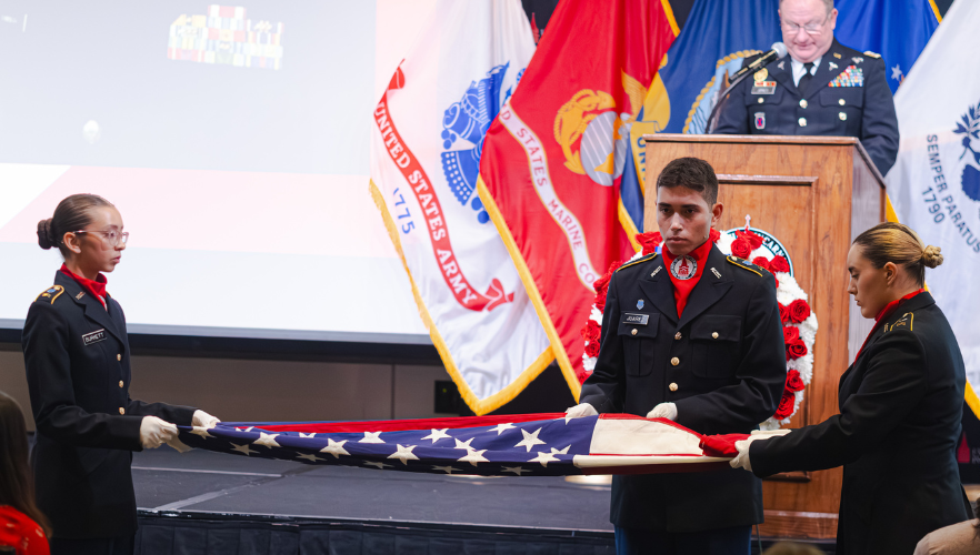 Traditional flag folding ceremony