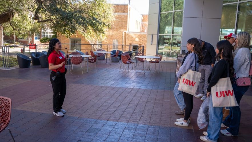 Tour group on campus