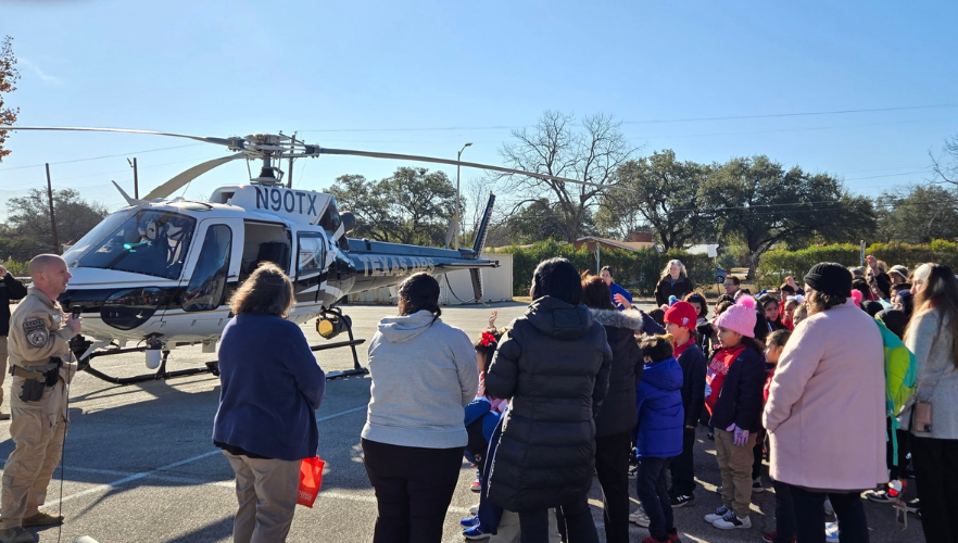 Student seeing helicopter