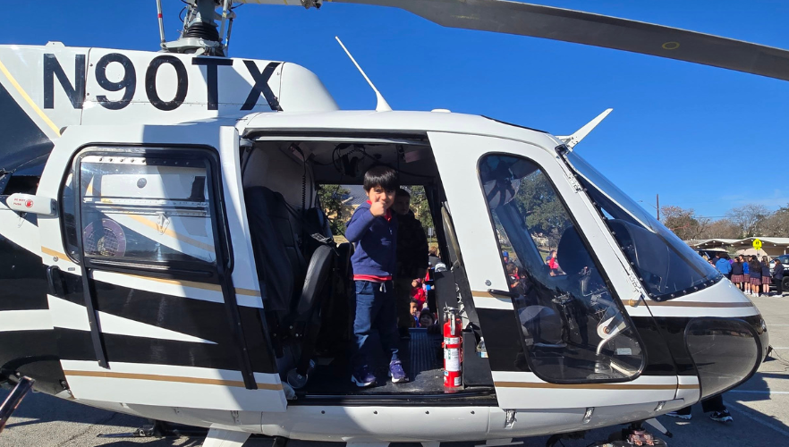 Student in helicopter