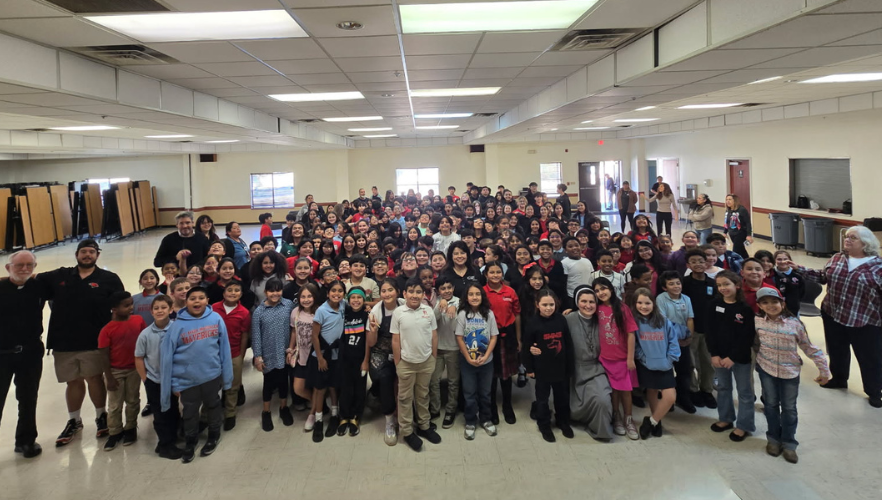 St. Mary Magdalen Dual Language Catholic School students with panelists