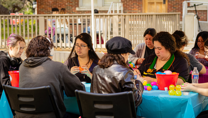 Students filling Easter eggs