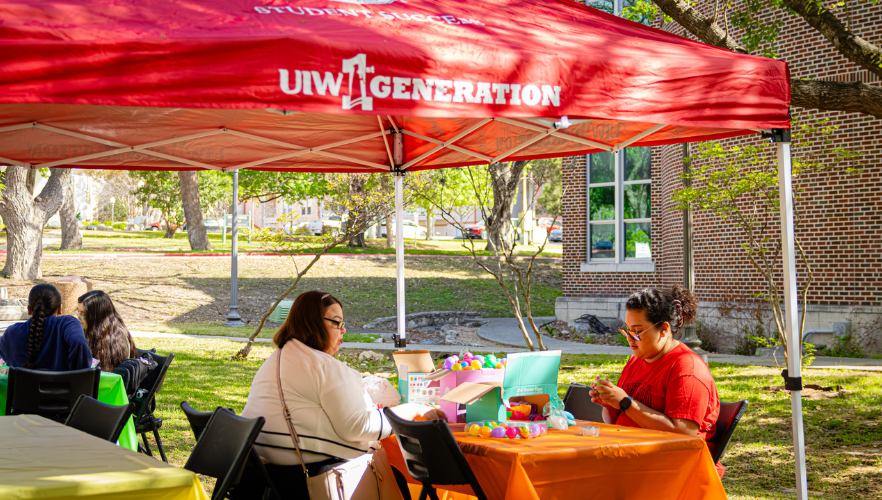 Students filling Easter eggs