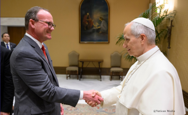 University of the Incarnate Word President Thomas M. Evans, PhD and Pope Leo XIV
