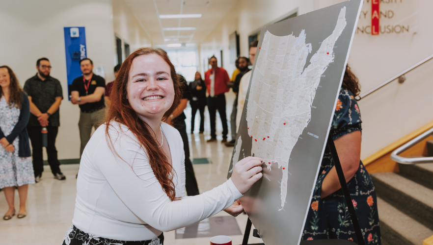 Matched FSOP students pinning on map