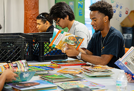 student reading