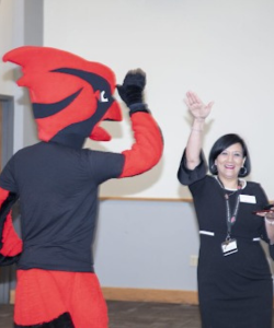 Victoria Shipley and Red the Cardinal